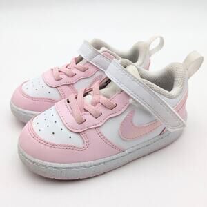 Nike Court Borough Low Recraft Sneaker Shoes Kids White/Pink Size US8C EU25
